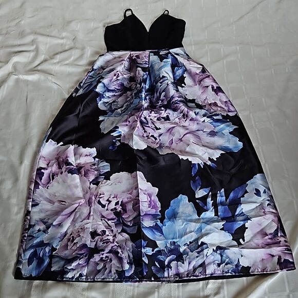 Sweet Storm Women's Floral Spaghetti Straps Maxi Dress Black/Purple Small - Picture 15 of 16